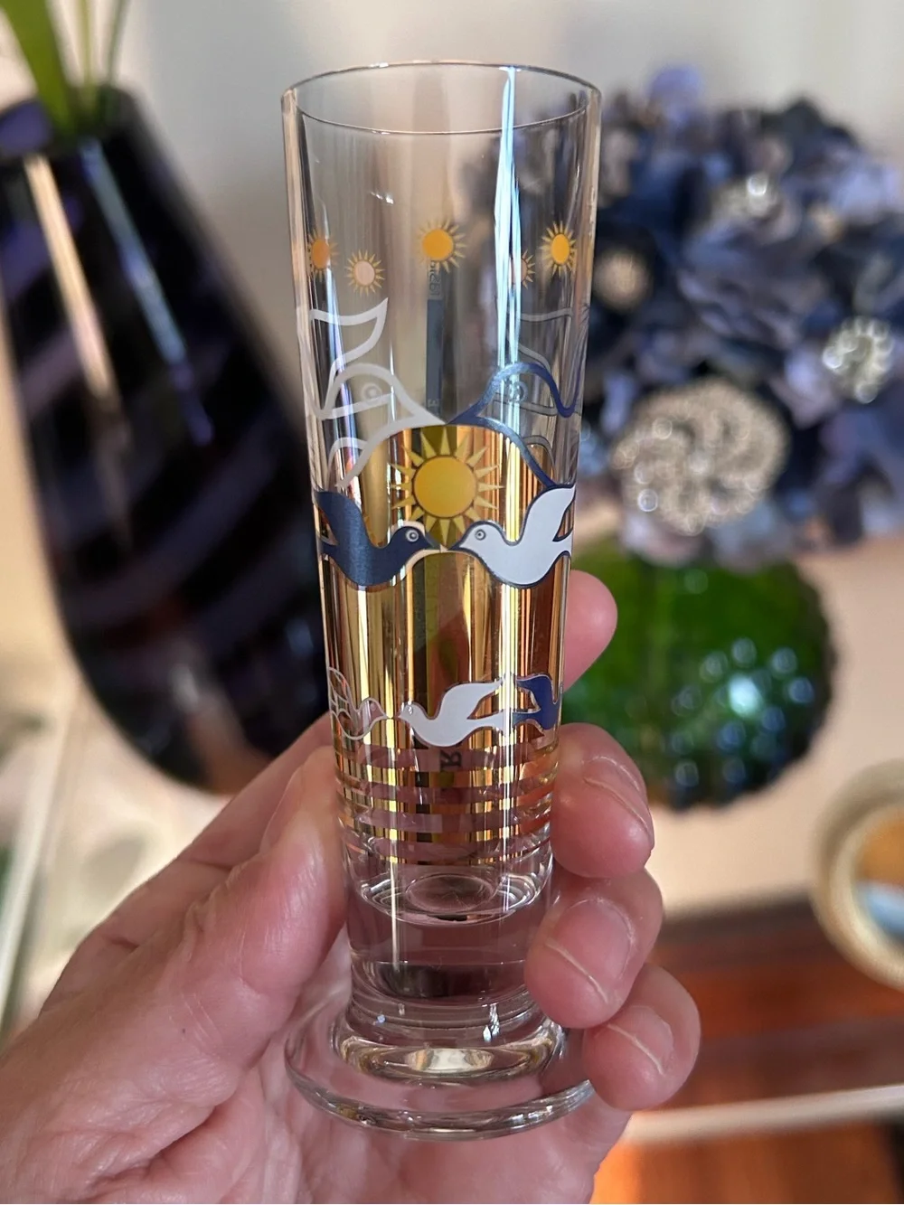 Vintage Rastal Artwork Collection “Liquid Lady” & “Peace” Footed Cordial Glasses